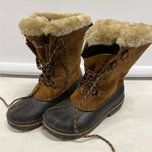 Brown and Black Fur-Lined Boots